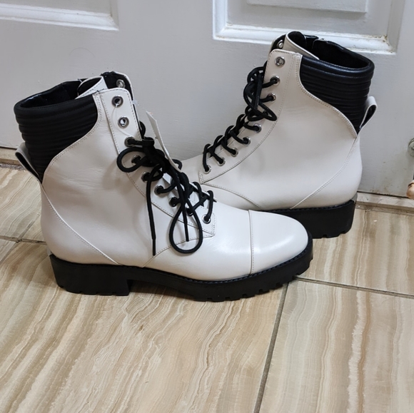 Michael Kors Shoes - Michael Kors Bastian Lace-up White Combat Boots